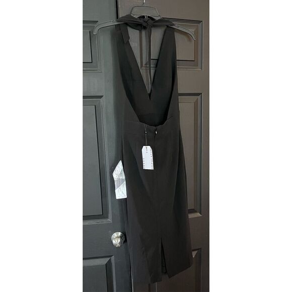 Dress the Population Vanessa Deep Plunge Neckline Halter Bodycon Midi Dress - Picture 4 of 8